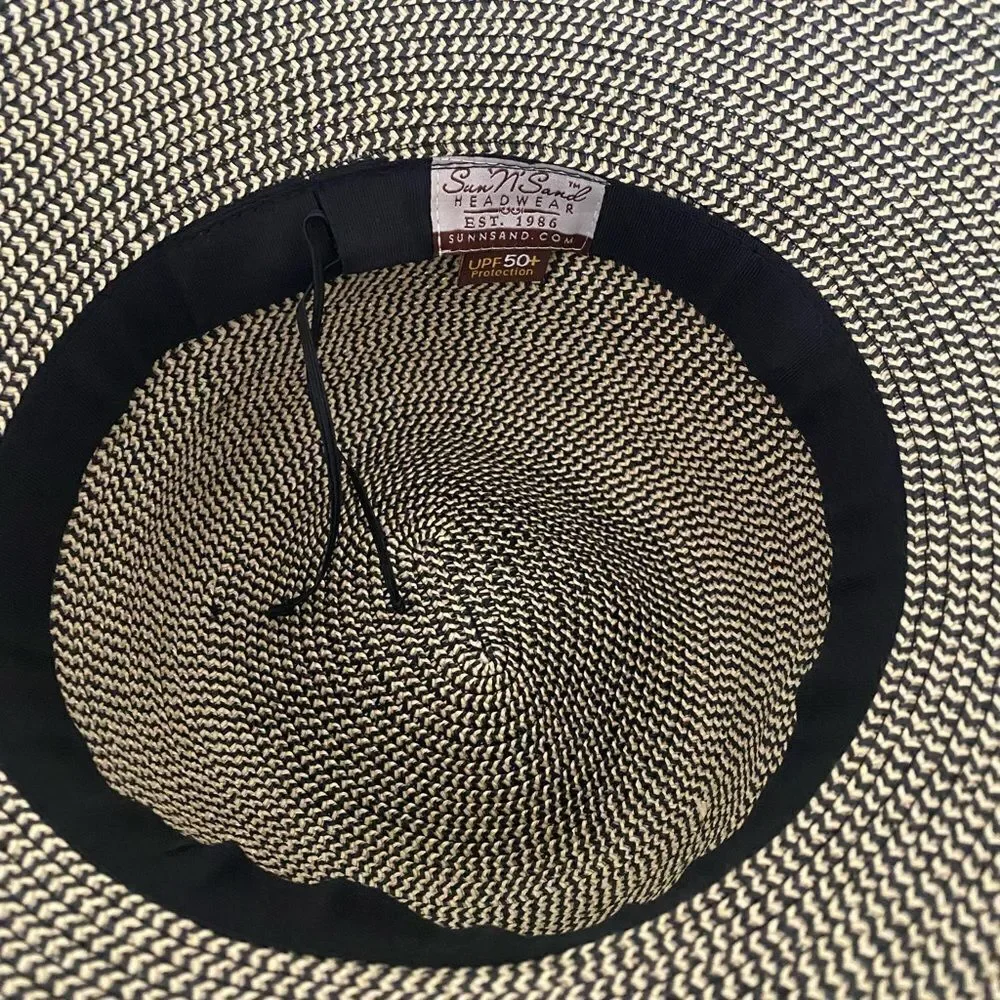 - Sun n Sand Straw Hat-OSFM tan /black UPF 50